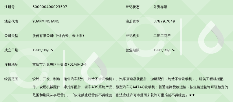 重庆秦安机电股份有限公司