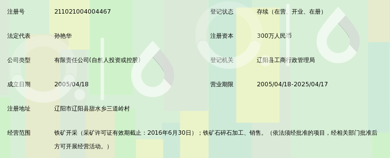 辽阳县三鑫矿业有限公司