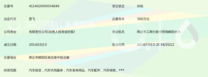 商丘市诚赢汽车租赁有限公司