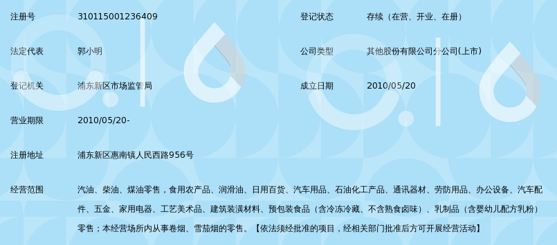 中国石油天然气股份有限公司上海销售分公司人