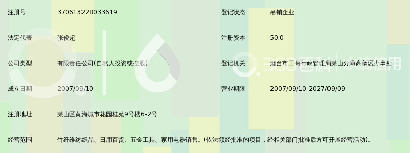 烟台竹兰朵竹纤维纺织品有限公司