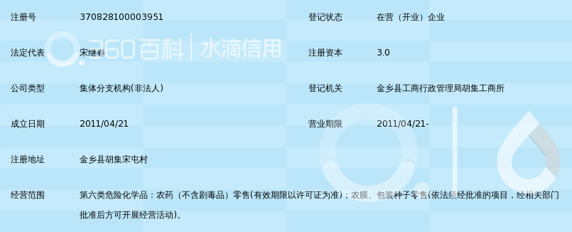 金乡县胡集农业技术服务站宋屯农资部