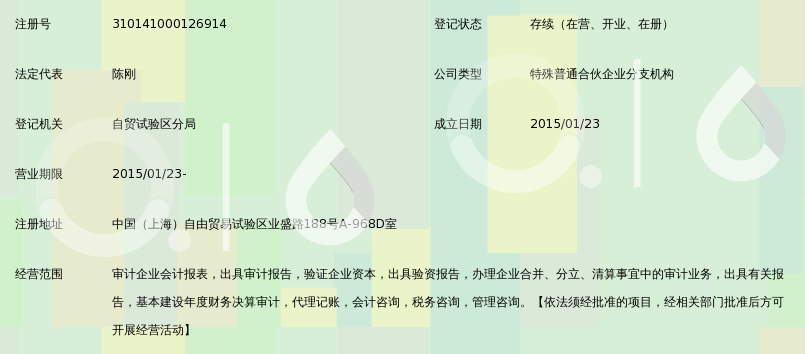 致同会计师事务所(特殊普通合伙)上海自贸试验