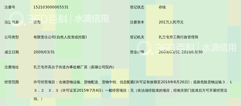 扎兰屯市四通物流有限公司_360百科