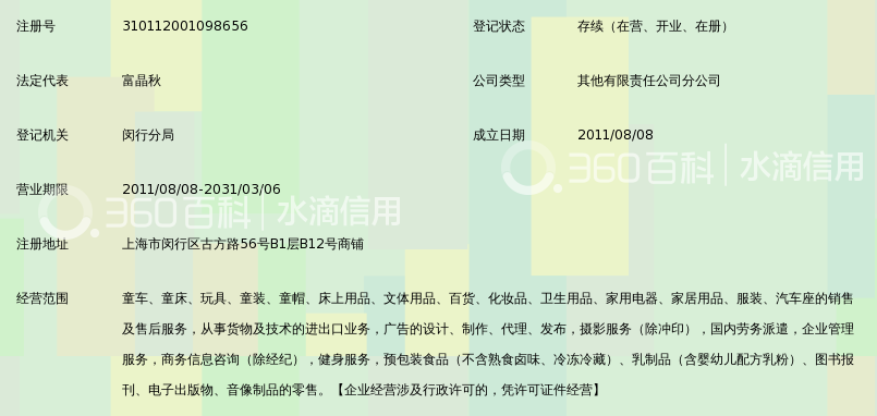 上海好孩子儿童用品有限公司古方路妈妈好孩子