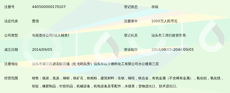 冀中能源峰峰集团汕头宏硕贸易有限公司