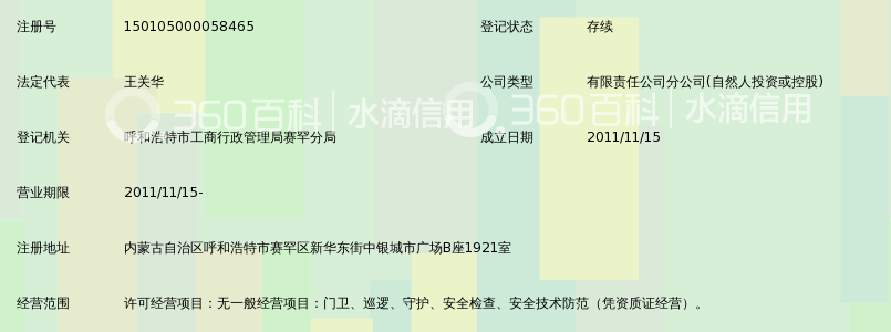 北京首卫保安服务有限公司内蒙古分公司_360
