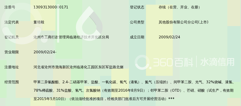 沧州大化股份有限公司聚海分公司_360百科