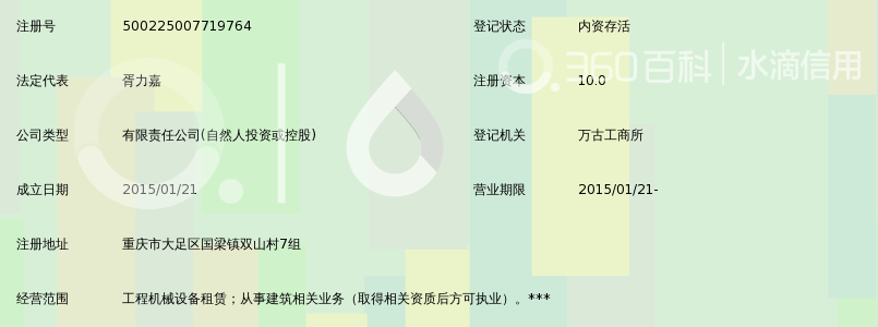 重庆市大足区力嘉建筑工程机械租赁有限公司