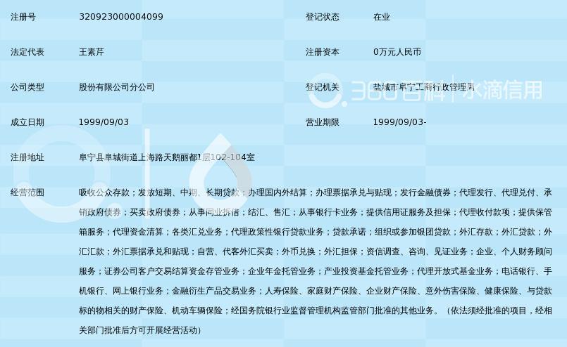 中国农业银行股份有限公司阜宁丽都支行