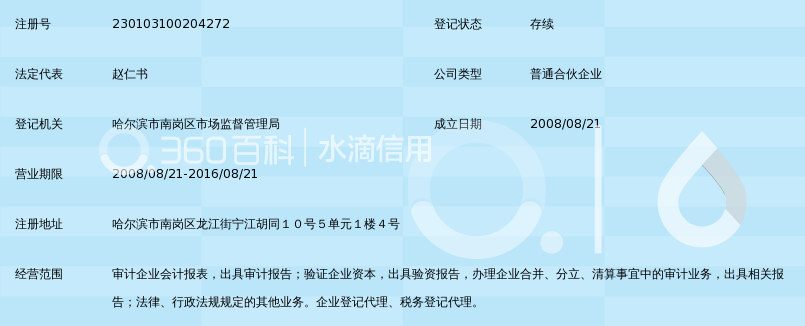 哈尔滨信达信会计师事务所(普通合伙)