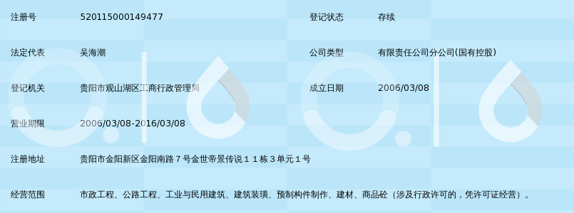 上海明凯市政工程有限责任公司贵州分公司