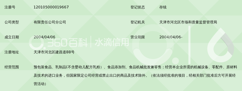 北京北方霞光食品添加剂有限公司天津分公司