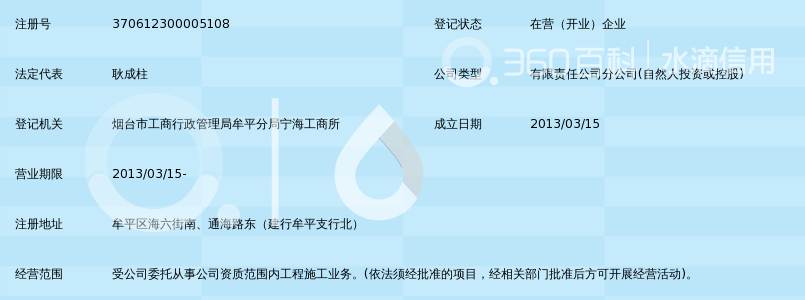 北京百合建业建筑工程有限公司牟平分公司