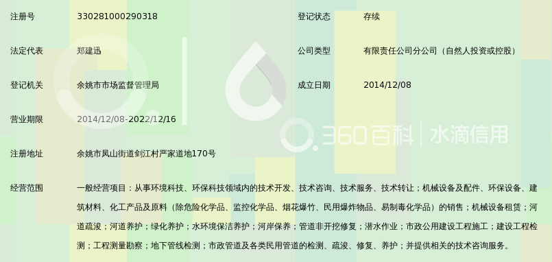 上海誉帆环境科技有限公司余姚分公司_360百