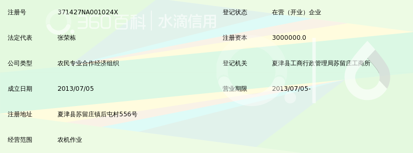 夏津县苏留庄镇裕田农机作业农民专业合作社