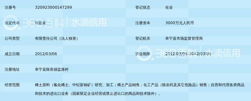 中铝稀土(阜宁)有限公司_360百科