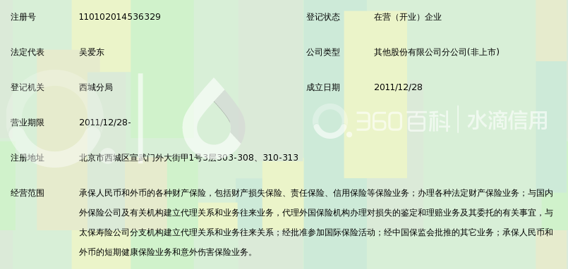 中国太平洋财产保险股份有限公司北京分公司营